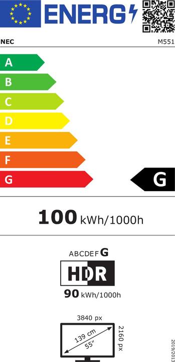 Energy Label NEC MultiSync M551 (3840 x 2160 Pixels, 55")