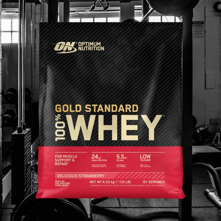 Actual product image Optimum Nutrition 100% Whey Gold Standard (Delicious Strawberry, 1 pcs., 4540 g)