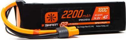 Produktbild Spektrum LiPo Pack 2200mAh 4S 14.8V Smart G2 LiPo 100C IC3 (14.80 V, 2200 mAh)