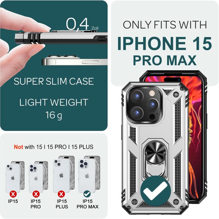 Image du produit Nalia Étui antichoc Military-Style Ring (Apple iPhone 15 Pro Max)