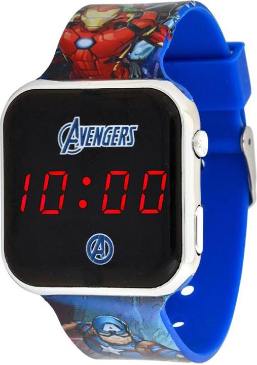 Actual product image Accutime LED kids watch Avengers (blue), Digital clock with LED display for time and date, Soft... (Digital watch, 38 mm)