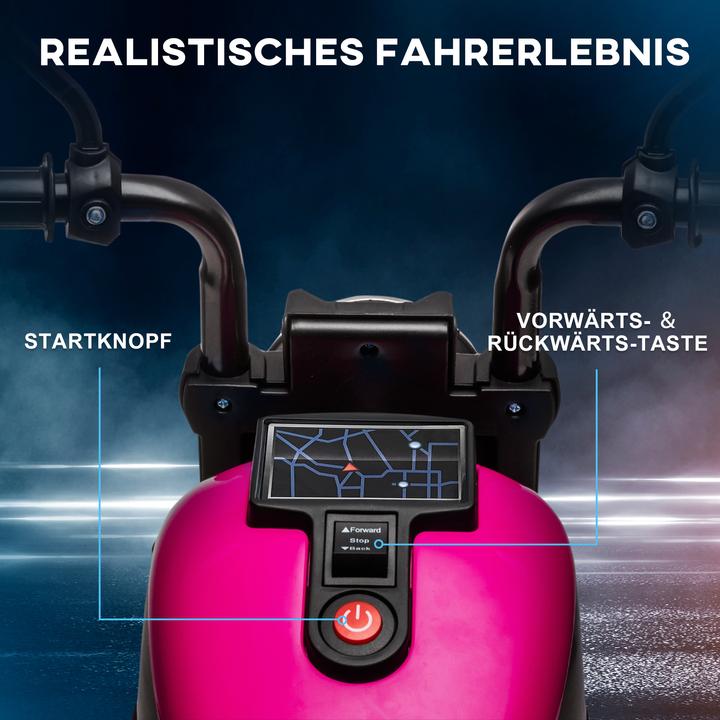 Immagine prodotto Swisshandel24 Moto elettrica per bambini, 2 ruote di allenamento rimovibili, 1,5-3 km/h, per 1,5-3 anni Rosa (6 V)