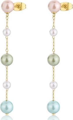Image du produit Sagapo S'AgapÃµ - Long gold-plated earrings with colored pearls Wisdom SWI38