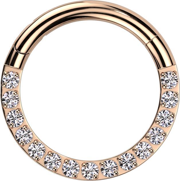 Immagine prodotto Star Piercing Anello a micro segmenti con cerniera in oro rosa e cristalli argento (senza ottone, Titanio G23)