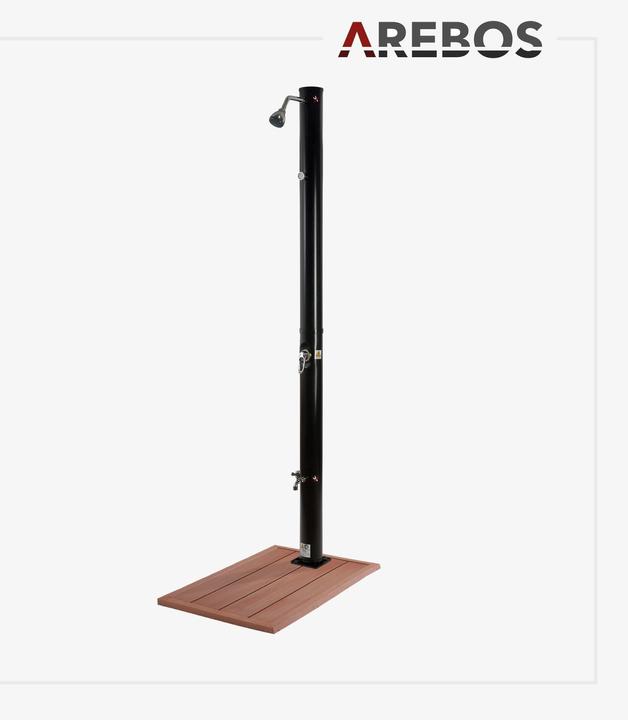 Produktbild Arebos Solardusche mit Bodenplatte 20 L - Holzoptik