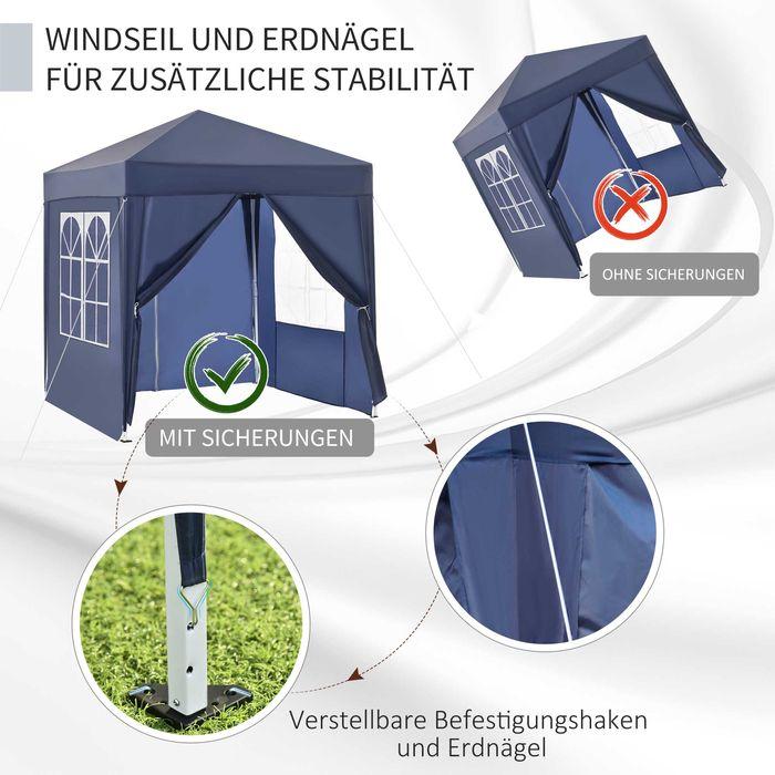 Immagine prodotto Swisshandel24 Gazebo pieghevole 2x2m 4 pareti laterali con finestra Porta con cerniera incl. picchetti Corde in (200 cm, 200 cm)