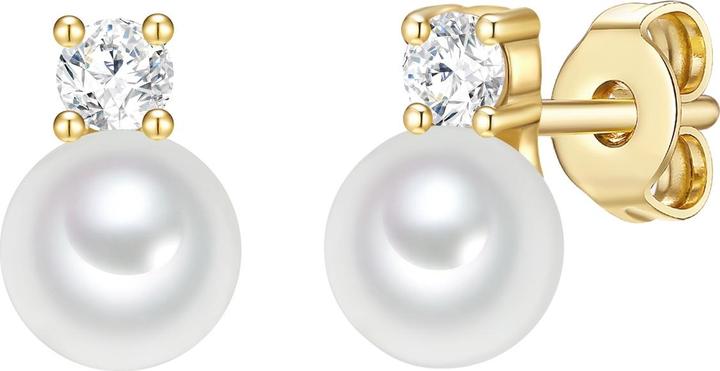 Trilani Damen Sterling Silber Zirkonia Süsswasser-Zuchtperle gelbgold - 31550 (Sterling Silber)