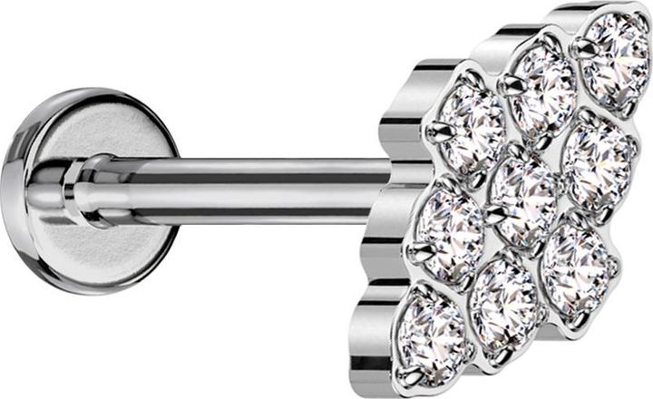 Star Piercing Micro Labret Innengewinde silber Diamant silber Kristalle silber (ohne Messing, Titan G23)
