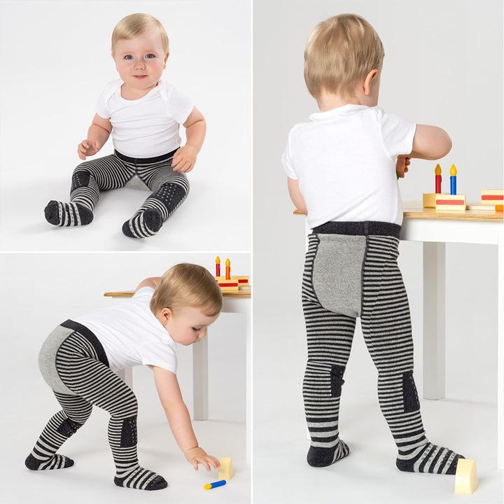 Actual product image La Loona LaLoona baby tights crawling tights - stripes grey - (74/80)