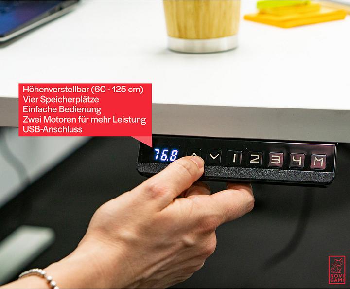 Produktbild Novigami Schreibtisch elektrisch höhenverstellbar Josi | 6er Set | BxT 1600 x 800 mm | Gestell Weiß | Schwarz