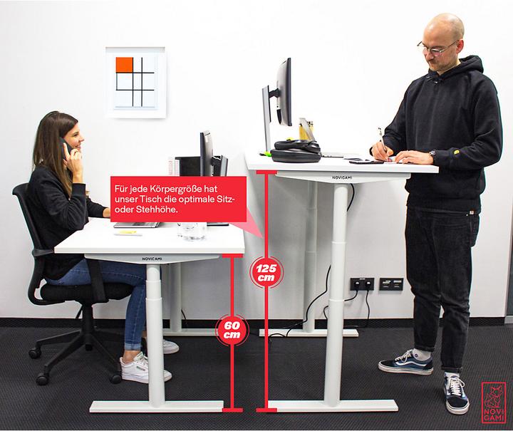 Produktbild Novigami Schreibtisch elektrisch höhenverstellbar Josi | 6er Set | BxT 1600 x 800 mm | Gestell Weiß | Schwarz