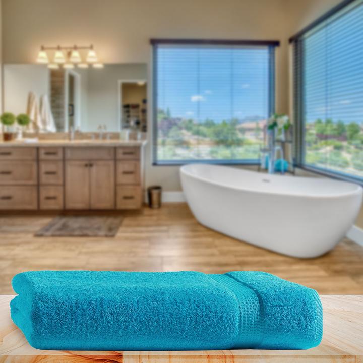 Produktbild Casativo Badetuch, 100 x 150 cm 100% luxuriöse Baumwolle, mit 2 Bordüren, türkis (150 x 100 cm)