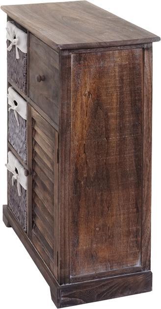 Produktbild Mendler Kommode HWC-H21, Schrank Schubladenkommode, Massiv-Holz Korb-Schublade 80x60x30cm - shabby braun (80 x 60 x 30 cm)