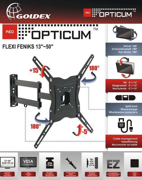 Produktbild Opticum RED TV-Wandhalter Flexi Maxx (Wand, 52", 25 kg)