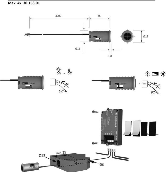 Produktbild Halemeier Taster zum Einbohren MultiSwitch