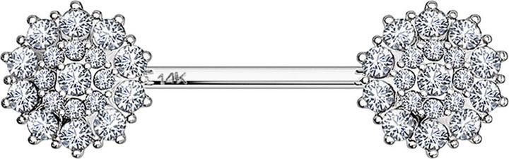 Actual product image Star Piercing Barbell 14k weissgold Kristall gepflasterte Blume silber (without brass, 14k gold)