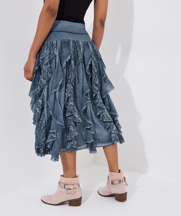 Actual product image Joe Browns Frilled Denim Look Midi Skirt (36)