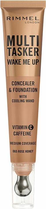 Immagine prodotto Rimmel London Multi-Tasker Wake Me Up Foundation & Concealer 065 Rose Honey Attenua e illumina le occhiaie Metal (65 - Miele di rosa)