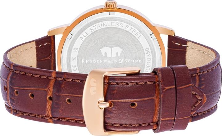Actual product image Men quartz watch Moonlight genuine leather brown - 26511 (Analogue wristwatch, 40 mm)