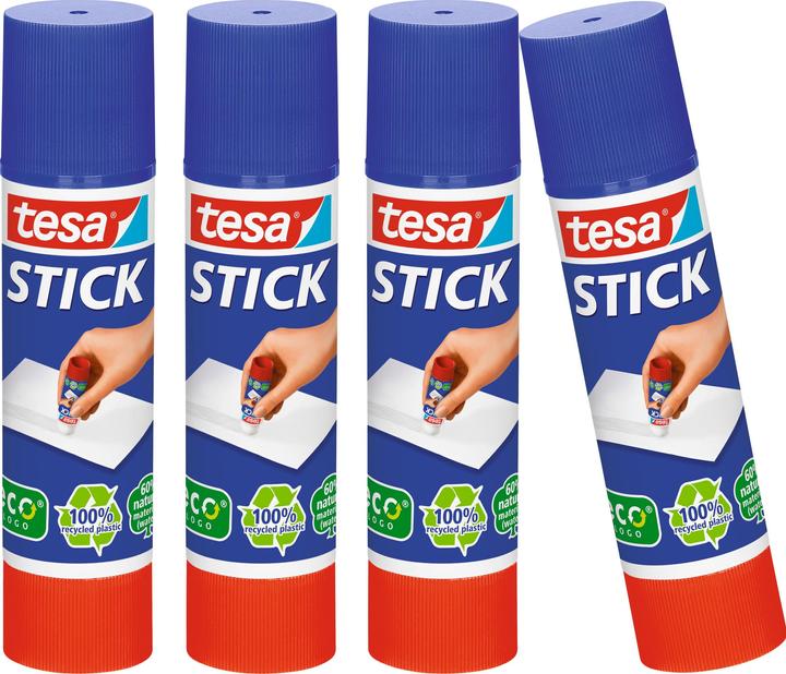 Produktbild tesa 4x Klebestift ecoLogo, geruchsneutraler Klebstick für Papier / Pappe