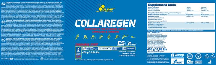 Nährwerte und Zutaten Olimp Sport Nutrition Collaregen (400g Dose) (1 Stück, Pulver, 400 g)