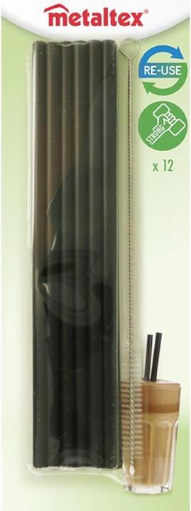 Image du produit Metaltex Pailles en plastique 12 pièces noir (12 x)