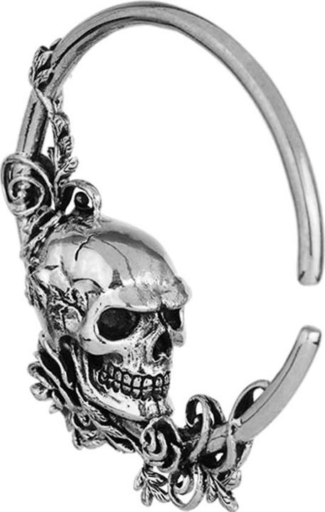 Star Piercing Ohrgewicht Ring silber Totenkopf mit Rosen (Messing)