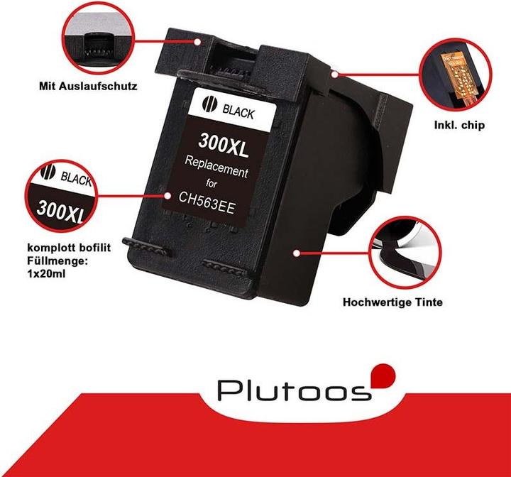 Produktbild Plutoos HP 300 XL HP 300 XL Patronen XXL kompatibel, 2er Set BK+CL (BK, CL)