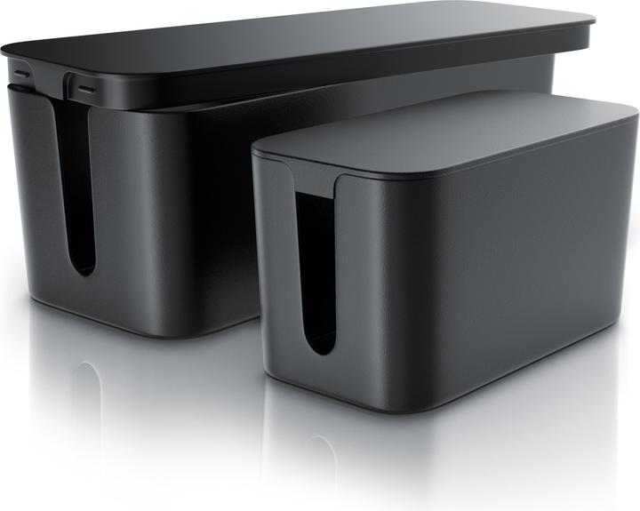 Actual product image Bearware 2x cable box, cable box with rubber feet, cable organiser, charging box, cable organiser, cable