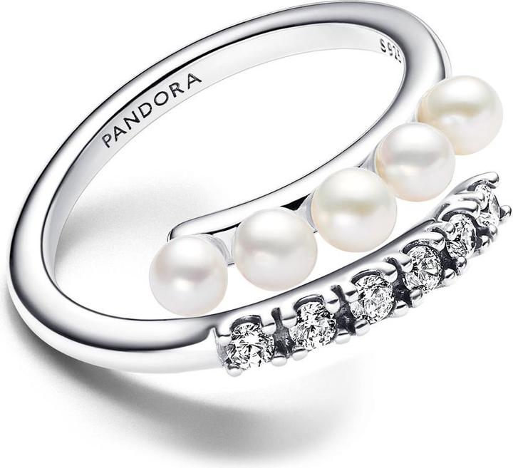 Image du produit Pandora Ring Treated Freshwater Cultured Pearls & Pavés (54, Argent 925)