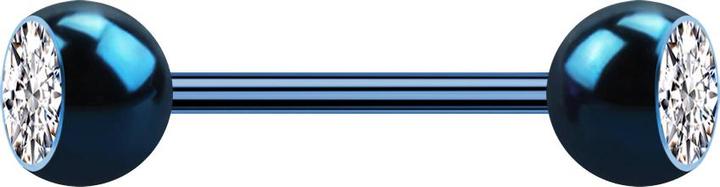 Star Piercing Micro Barbell dunkelblau mit zwei Kugeln Kristall silber (Chirurgenstahl 316L, ohne Messing)