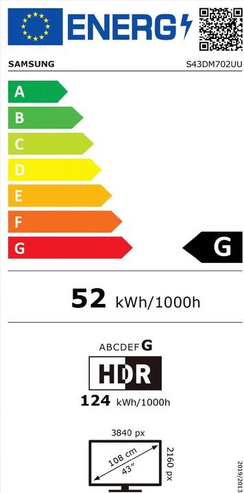 Energy Label Samsung Smart M7 - M70D (3840 x 2160 Pixels, 43")