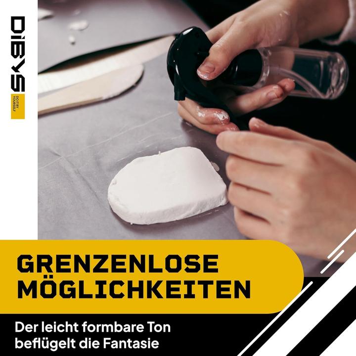 Productafbeelding DiBYS boetseerset met witte klei en boetseergereedschap basic