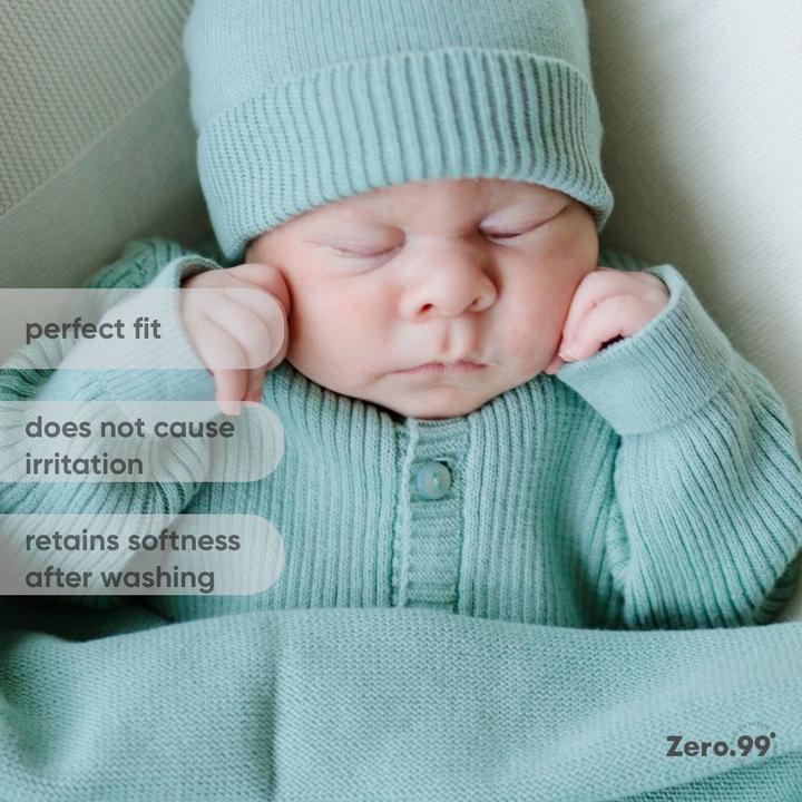 Immagine prodotto Zero.99 Babymütze gestrickt, 100% Baumwolle, 0–3 Monate (50, 56, 62)