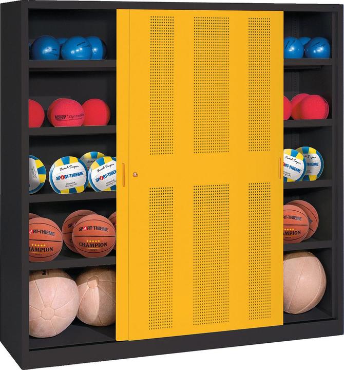 Produktbild C+P Ballschrank (HxBxT: 195x190x60 cm, mit Lochblech-Schiebetüren, Typ 4)