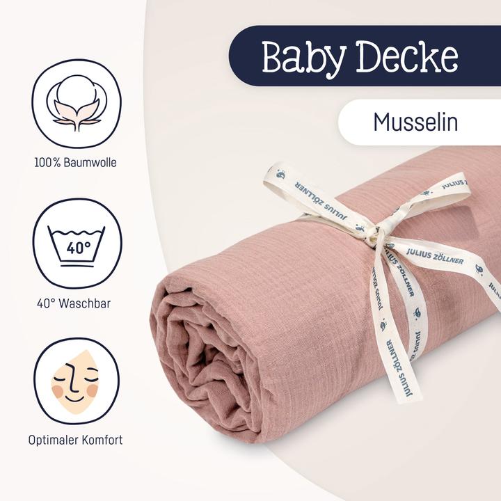 Immagine prodotto Julius Zöllner Coperta coccolosa in mussola 70/100, Dusty Rose (70 x 100 cm)