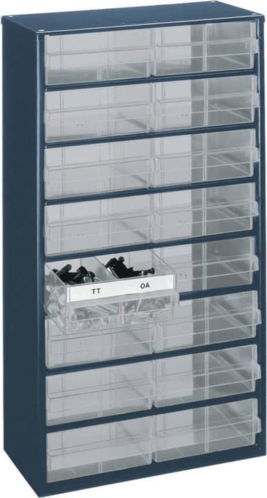 Actual product image Raaco Small parts magazine W.306xD.150xH.552mm sheet steel dark blue/transp./drawer made of PP (30.60 cm, 55.20 cm)