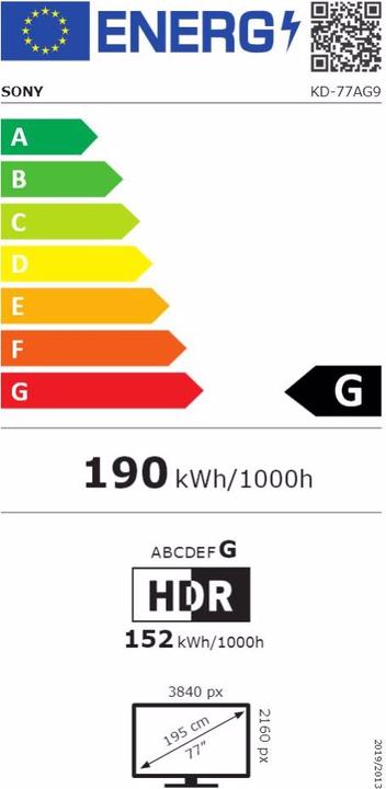 Energie-Label Sony OLED KD77AG9 (77", OLED, 4K, 2019)