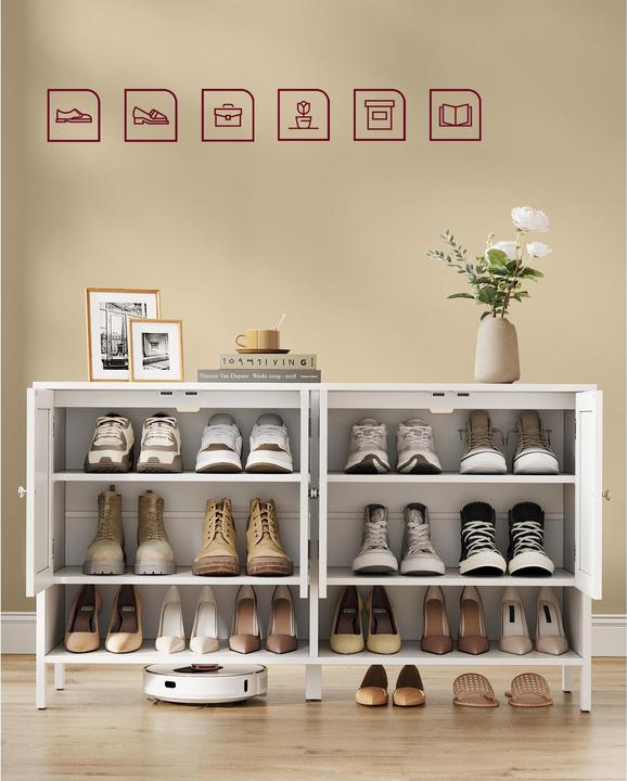 Immagine prodotto Vasagle Scarpiera in stile country 120 x 70 cm, bianco (120 x 70 x 35 cm)