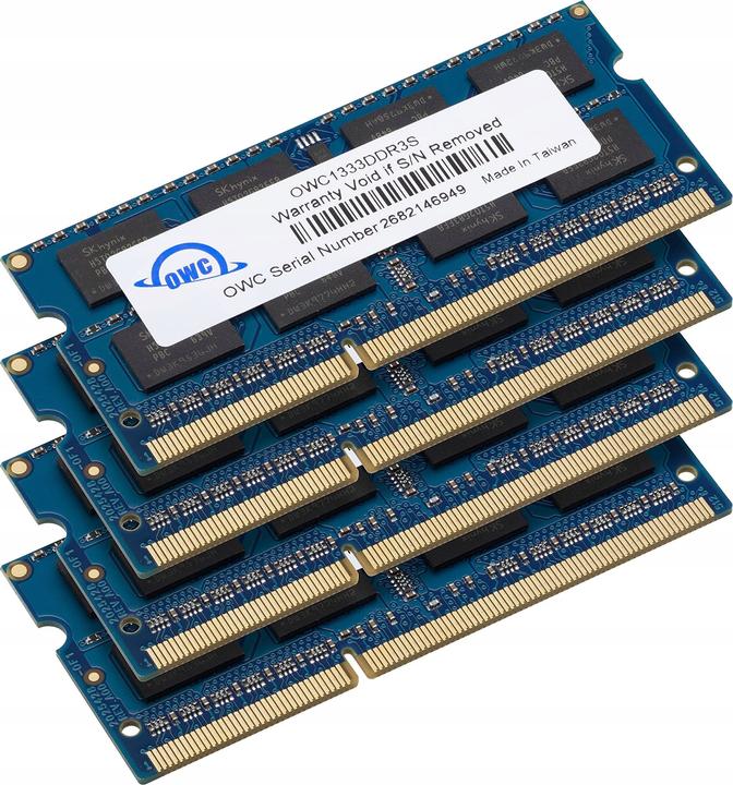 Image du produit OWC Kit de mise à niveau de mémoire de 16 Go 4 x 4 Go PC10600 DDR3 1333MHz SO-DIMMs pour Mid 2010/2011 (4 x 4GB, 1333 MHz, RAM DDR3, SO-DIMM)