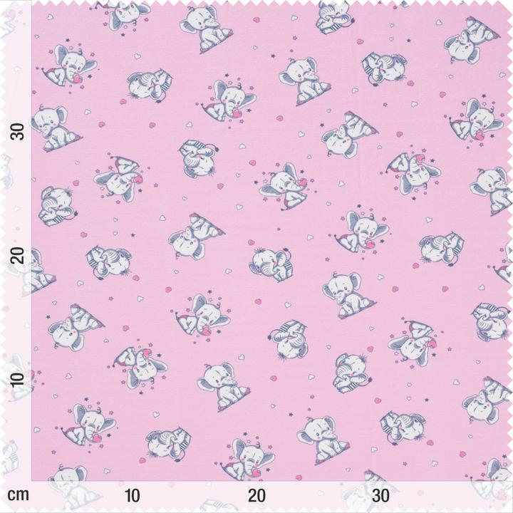 Actual product image VBS Jersey fabric "Little elephants", pink, 150 cm wide, by the metre