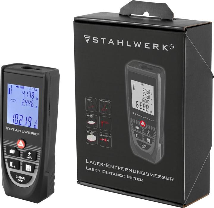Stahlwerk Laser Entfernungsmesser LE-40 ST bis 40 m beleuchtetes LCD Display (40 m, 635 nm)