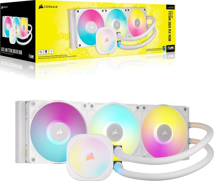 Actual product image Corsair iCUE LINK TITAN 360 RX RGB White AIO, 360mm Radiator, Liquid CPU Cooler