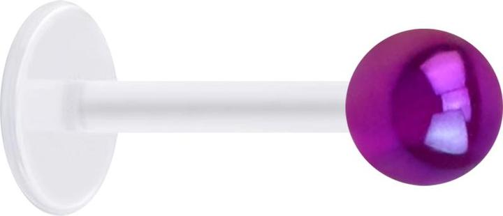 Star Piercing Micro Labret transparent mit Kugel beschichtet violett (Acryl, ohne Messing, Bioflex)