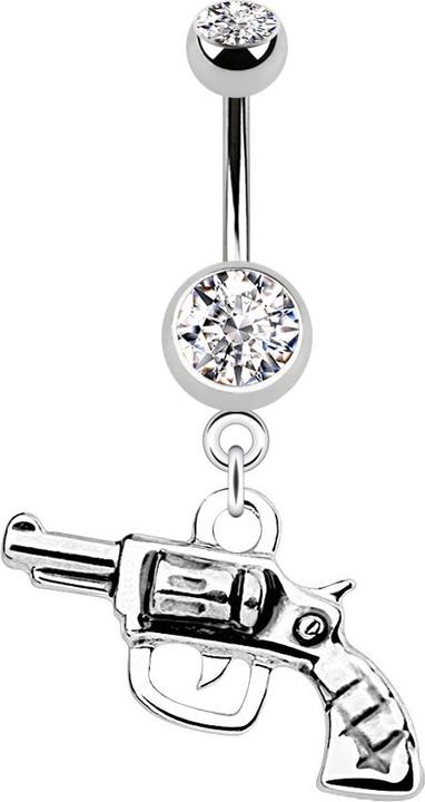 Produktbild Star Piercing Banane silber mit Anhänger Revolver (Chirurgenstahl 316L, ohne Messing)