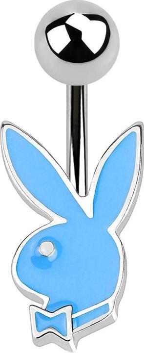 Image du produit Star Piercing Micro banane argentée boule et Playboy Bunny bleu clair (Acier chirurgical 316L, sans laiton)