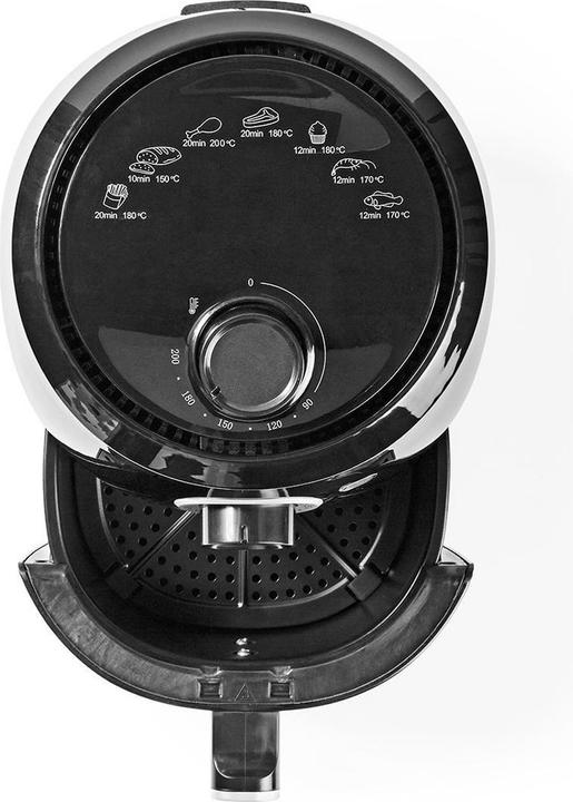 Actual product image Nedis Hot Air Fryer | 2.4 l | Timer: 30 min | Analogue | Aluminium / Black (EU plug)