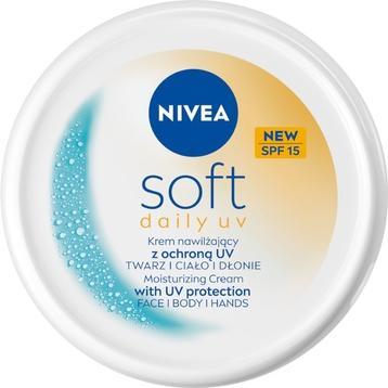Actual product image NIVEA Soft Daily Uv Moisturizing Cream With Uv Protection For Face, Body, And Hands Spf15 100ml (Suntan cream, SPF 15)