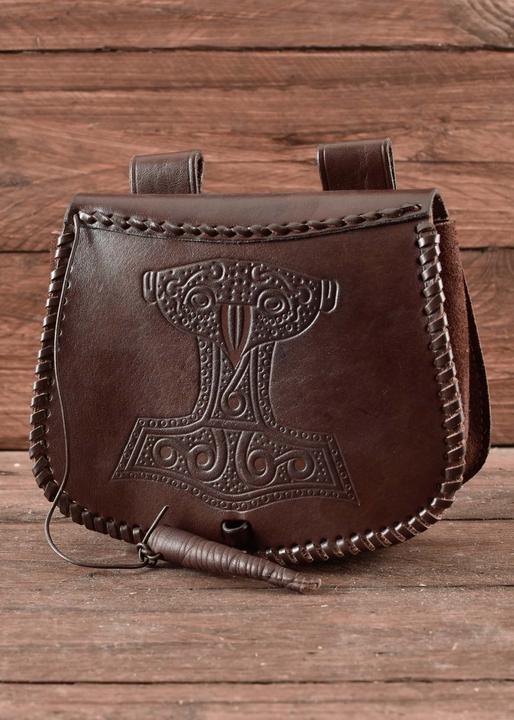 Produktbild Battle Merchant Gürteltasche mit Thorshammer-Prägung Leder Braun