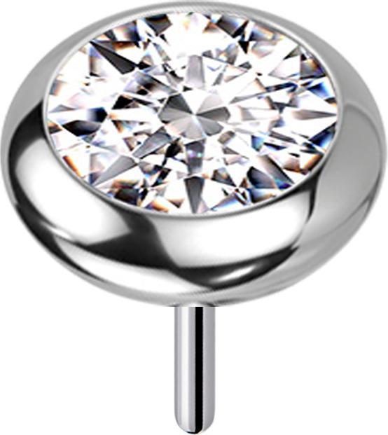 Star Piercing Threadless silber Scheibe abgerundet Kristall silber (Titan G23, ohne Messing)